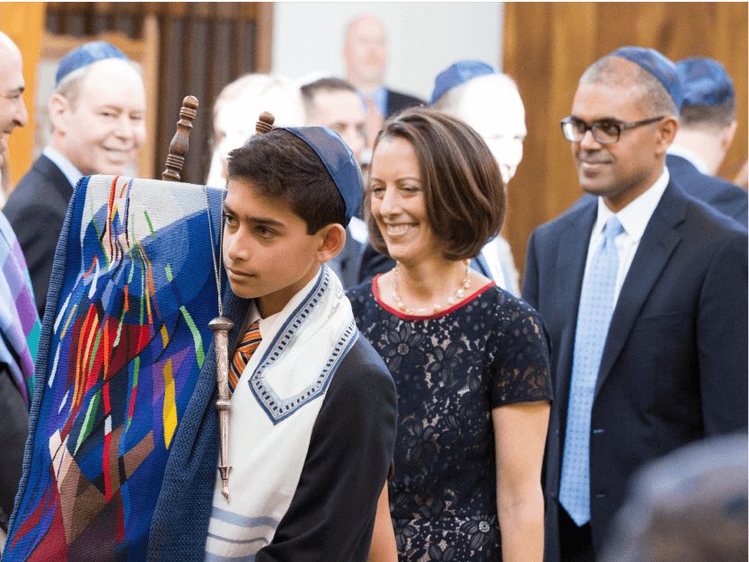 bar mitzvah boy carrying torah